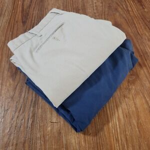 Lot of 2 Polo Ralph Lauren Men's Chinos Khaki Blue 40x32 Flat‎ Front Embroidered